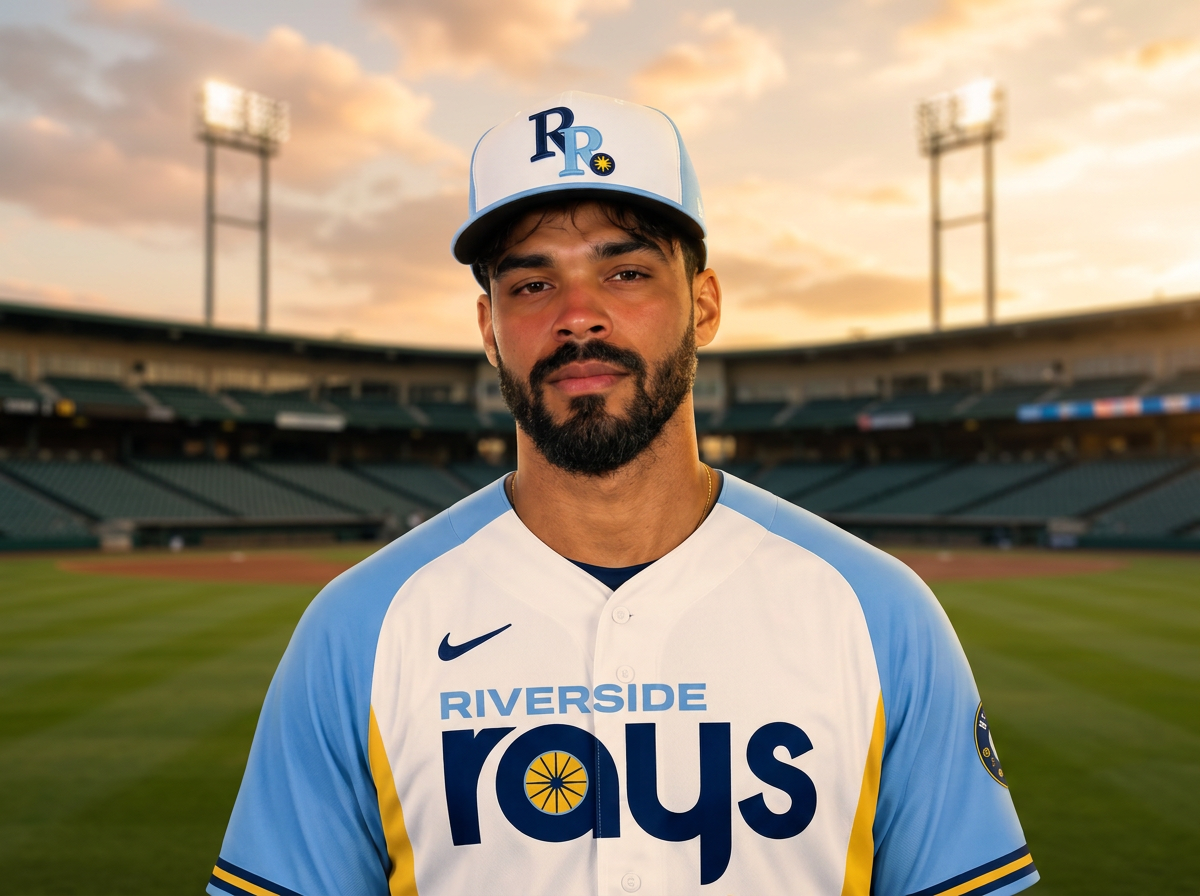 Riverside Rays player wearing the home uniform